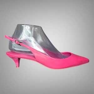 HERMES Kim Palladium Buckle Fuchsia Calfskin Leather Pumps Shoes EU 39 Italy NI